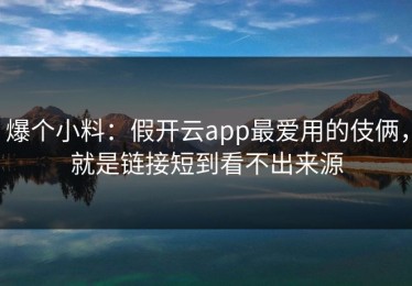 爆个小料：假开云app最爱用的伎俩，就是链接短到看不出来源