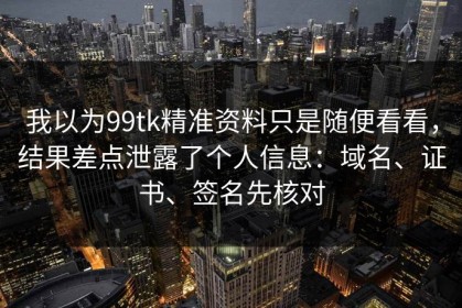 我以为99tk精准资料只是随便看看，结果差点泄露了个人信息：域名、证书、签名先核对