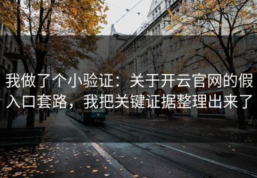我做了个小验证：关于开云官网的假入口套路，我把关键证据整理出来了