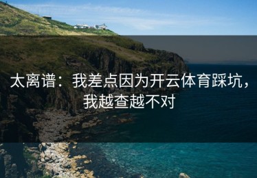 太离谱：我差点因为开云体育踩坑，我越查越不对