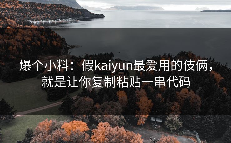 爆个小料：假kaiyun最爱用的伎俩，就是让你复制粘贴一串代码