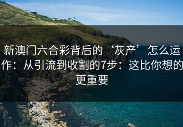 新澳门六合彩背后的‘灰产’怎么运作：从引流到收割的7步：这比你想的更重要