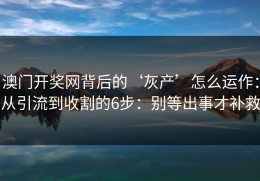 澳门开奖网背后的‘灰产’怎么运作：从引流到收割的6步：别等出事才补救