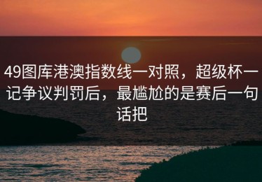 49图库港澳指数线一对照，超级杯一记争议判罚后，最尴尬的是赛后一句话把